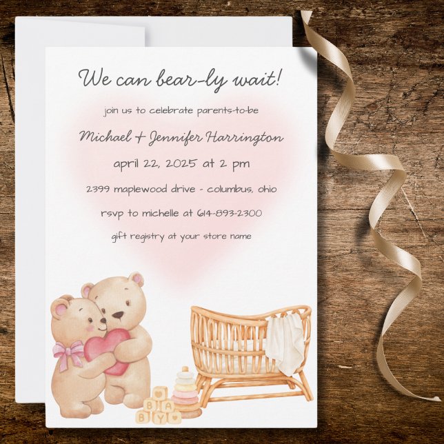 Invitation On peut attendre l'invitation du Baby shower (Créateur téléchargé)