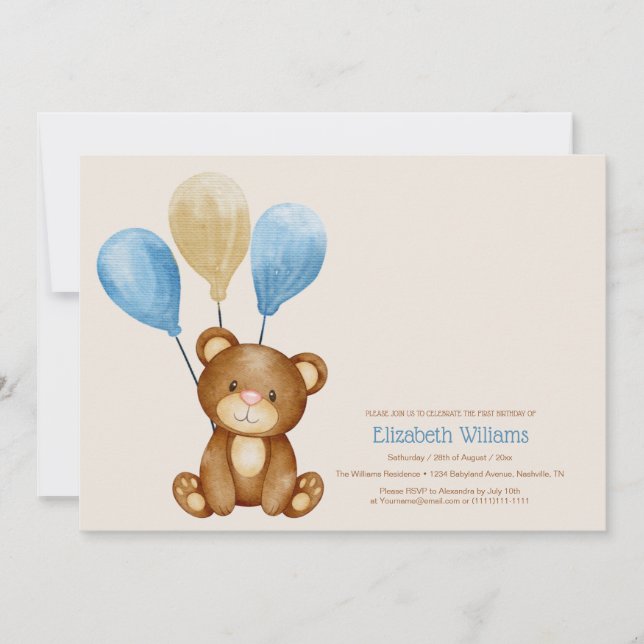 Invitation On peut attendre l'ours aquarelle (Devant)