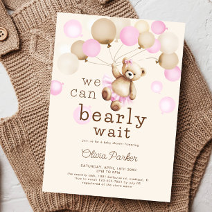 Invitation On Peut Attendre L'Ours Thème Fille Baby shower