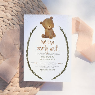 Invitation On peut attendre mignon ours ours et Baby shower d