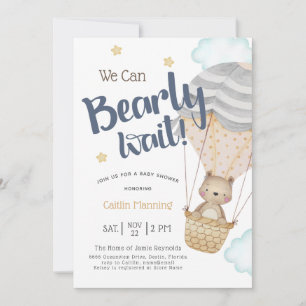 Invitation On Peut Attendre Neutre Baby shower Ours En Teddy