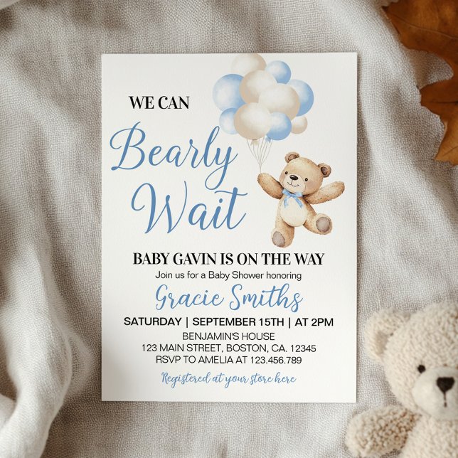 Invitation On peut attendre prématurément Ours Bleu Baby show (Créateur téléchargé)