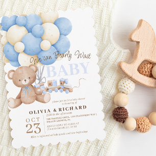 Invitation On peut attendre Teddy Baby shower Thèmes de garço