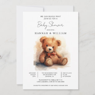 Invitation On Peut Attendre Teddy Bear Baby shower