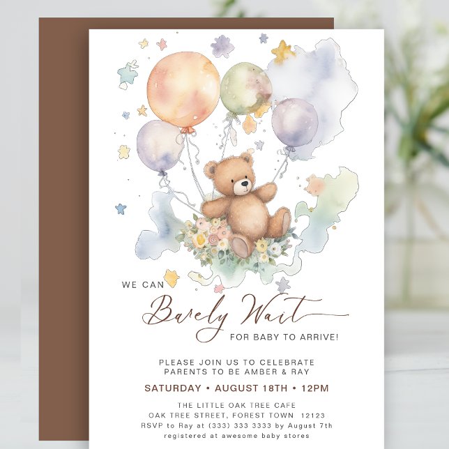 Invitation On Peut Attendre Teddy Bear Baby shower (Créateur téléchargé)