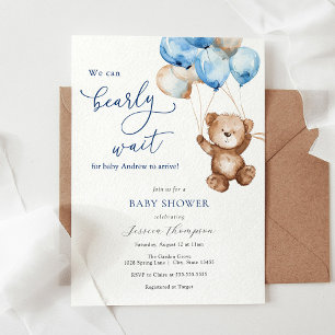 Invitation On Peut Attendre Teddy Bear Baby shower