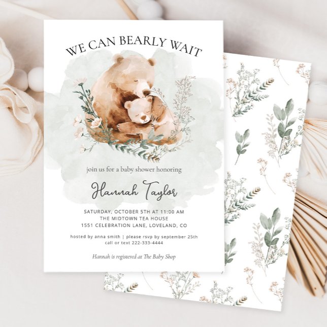 Invitation On Peut Attendre Teddy Bear Baby shower (Créateur téléchargé)
