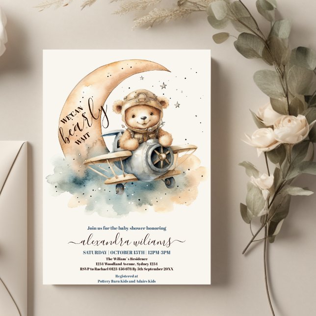 Invitation On Peut Attendre Teddy Bear Baby shower (Créateur téléchargé)