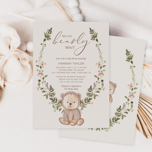 Invitation On Peut Attendre Teddy Bear Baby shower (Créateur téléchargé)