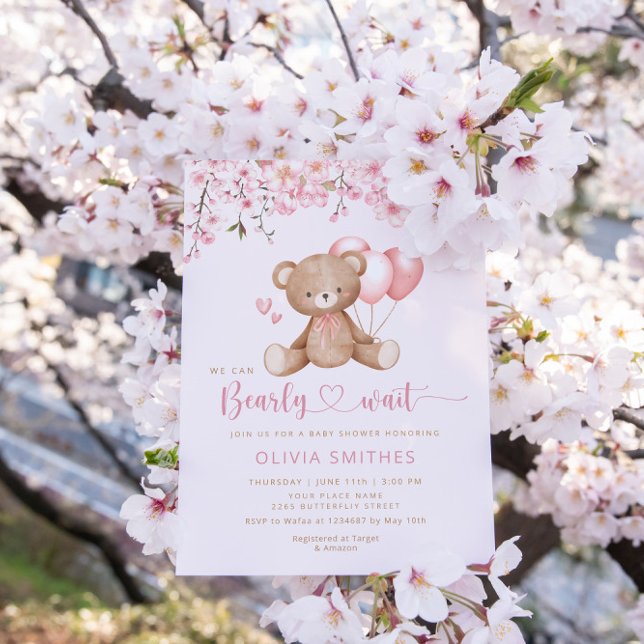 Invitation On Peut Attendre Teddy Bear Baby shower (Créateur téléchargé)