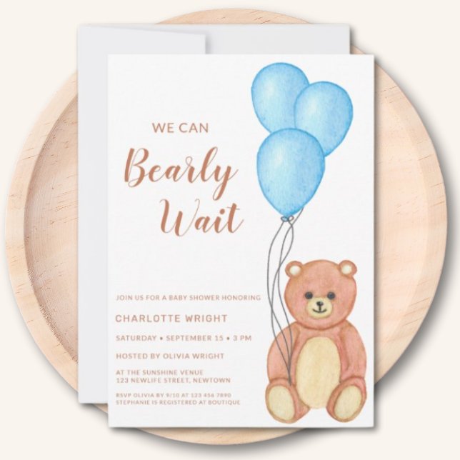Invitation On Peut Attendre Teddy Bear Baby shower (Créateur téléchargé)