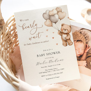 Invitation On Peut Attendre Teddy Bear Baby shower