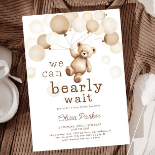 Invitation On Peut Attendre Teddy Bear Baby shower