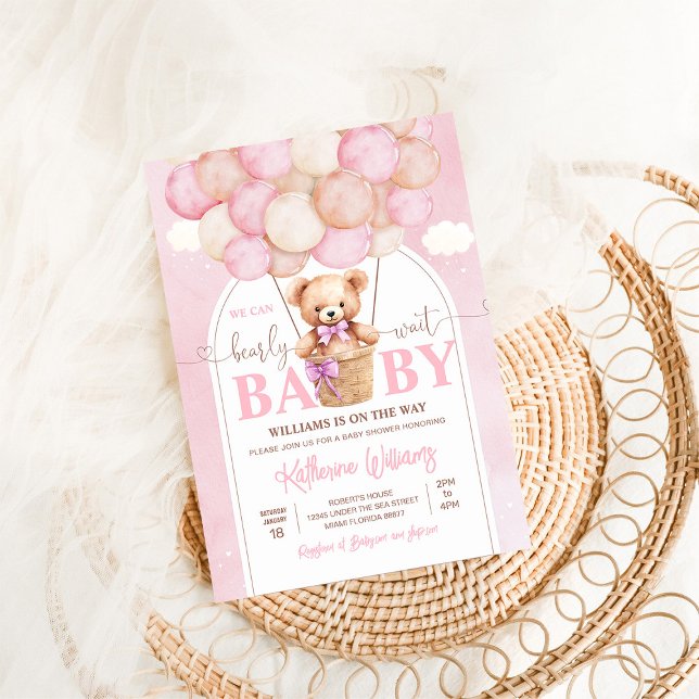 Invitation On Peut Attendre Teddy Bear Baby shower (Créateur téléchargé)