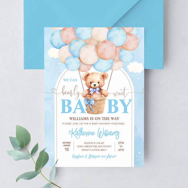 Invitation On Peut Attendre Teddy Bear Baby shower (Créateur téléchargé)