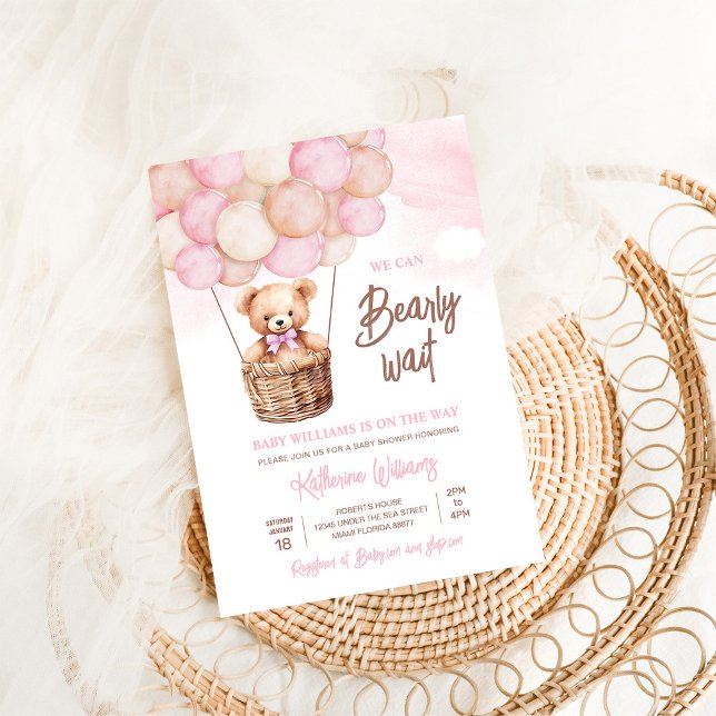 Invitation On Peut Attendre Teddy Bear Baby shower (Créateur téléchargé)