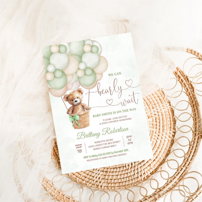 Invitation On Peut Attendre Teddy Bear Baby shower (Créateur téléchargé)