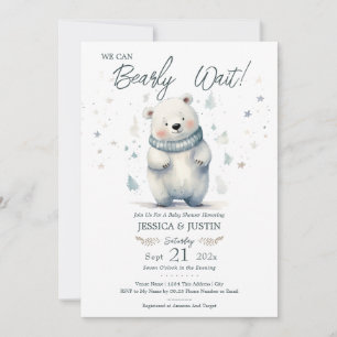 Invitation On Peut Attendre Teddy Bear Baby shower d'hiver
