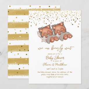 Invitation On peut attendre un Baby shower jumeau neutre pour