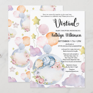 Invitation On peut attendre un garçon ours Baby shower virtue