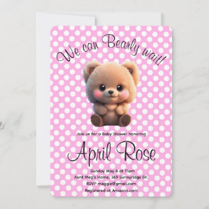 Invitation On peut Bearly Wait mignon teddy Bear à petits poi