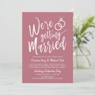 Invitation On se marie avec un Mariage en or Rose solide