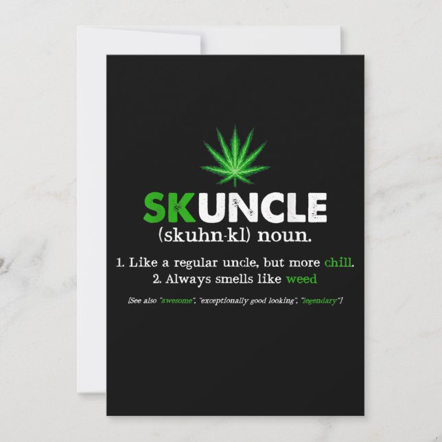 Invitation Oncle Skuncle Fumeur de Weed Amant Drôle (Devant)