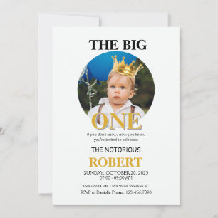 Invitation ONE Couronne d'or pour le premier anniversaire de 