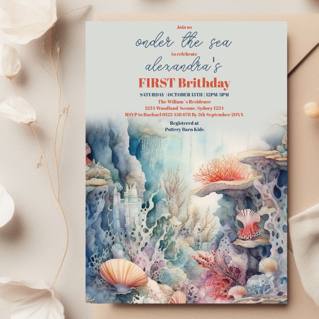 Invitation One der the Sea Life 1er anniversaire (Créateur téléchargé)