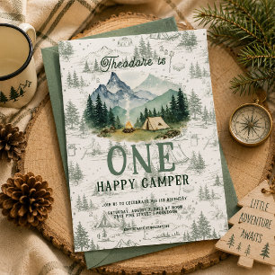Invitation One Happy Camper 1er Anniversaire Camping