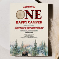 ONE Happy Camper Bear Rouge 1er anniversaire fête