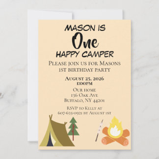 Invitation One Happy Camper Birthday Invite