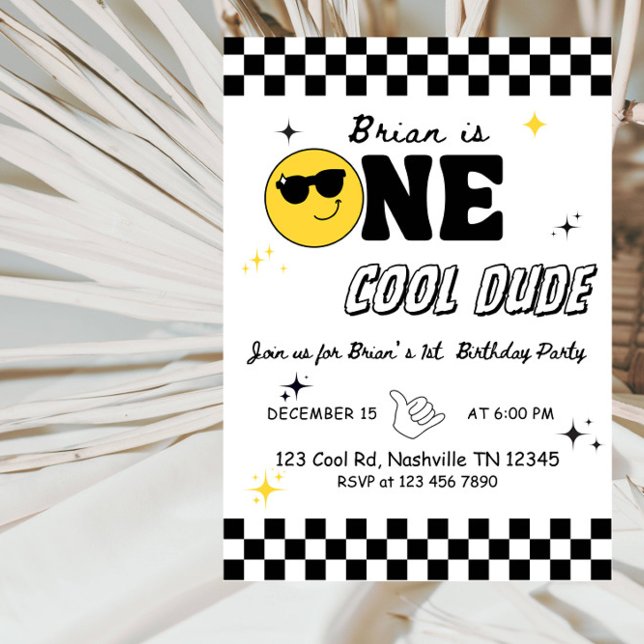 Invitation One Happy Dude – Cool & Fun Boy 1st Birthday Party (Créateur téléchargé)