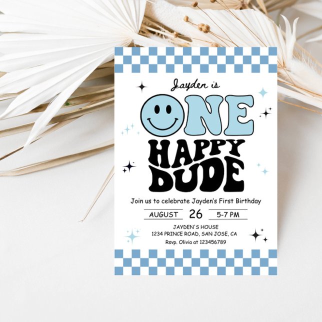 Invitation One Happy Dude - Fun 1st Birthday Boy Party (Créateur téléchargé)