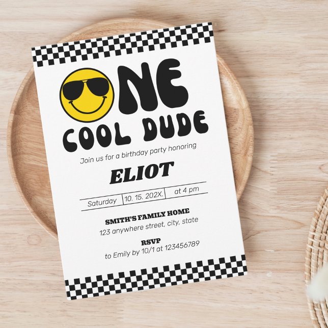 Invitation One Happy Dude One Cool Dude Boy's 1st Birthday (Créateur téléchargé)