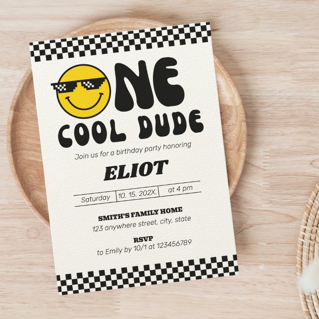 Invitation One Happy Dude One Cool Dude Boy's 1st Birthday (Créateur téléchargé)