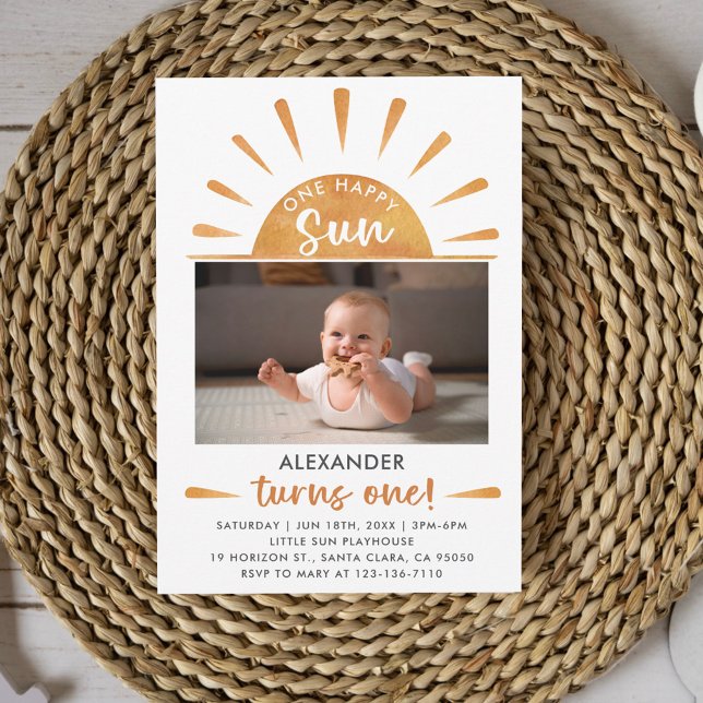 Invitation One Happy Sun First Birthday  (Créateur téléchargé)