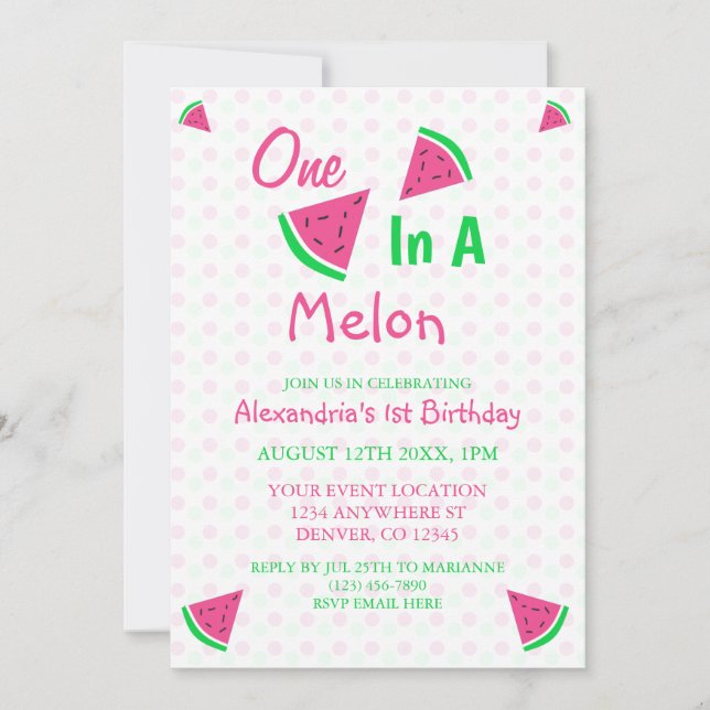 Invitation One In A Melon 1er Anniversaire (Devant)