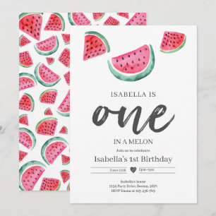 Invitation One In A Melon 1er Birthday Watermelon Birthday