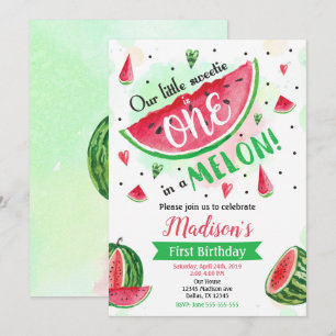 Invitation One in a Melon Invitation, Watermelon 1er Annivers