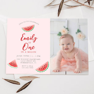 Invitation One In A Melon Watermelon 1er anniversaire