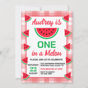 Invitation One In a Melon Watermelon Anniversaire