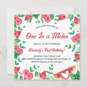 Invitation One In A Melon Watermelon Été 1er anniversaire