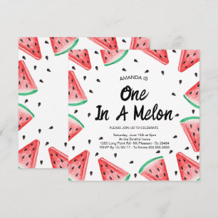 Invitation One in a Melon Watermelon Girl 1er anniversaire