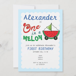 Invitation One in the Melon Blue Cute Pull Toy 1er anniversai