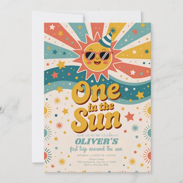 Invitation One In The Sun Sunshine 1st Birthday  (Devant)