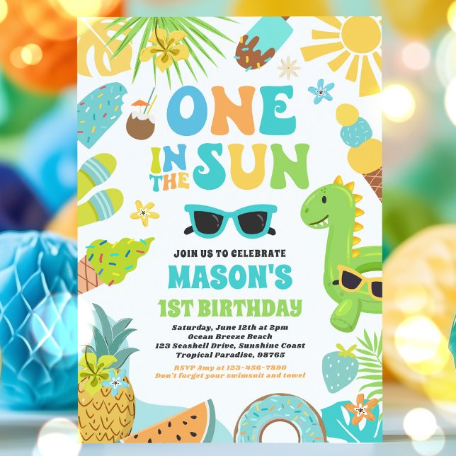 Invitation One In The Sun Tropical Beach 1st Birthday Party (Créateur téléchargé)