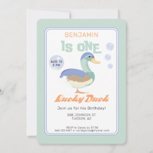 Invitation One Lucky Duck & Bubbles Premier Anniversaire Pas