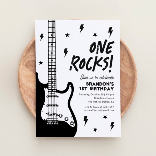 Invitation One Rocks Guitar Rock et Roll 1er Anniversaire (Créateur téléchargé)