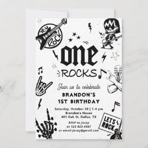 Invitation One Rocks Guitar Rock et Roll 1er Anniversaire